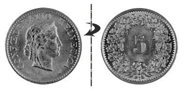 5 centimes 1967, Normal position
